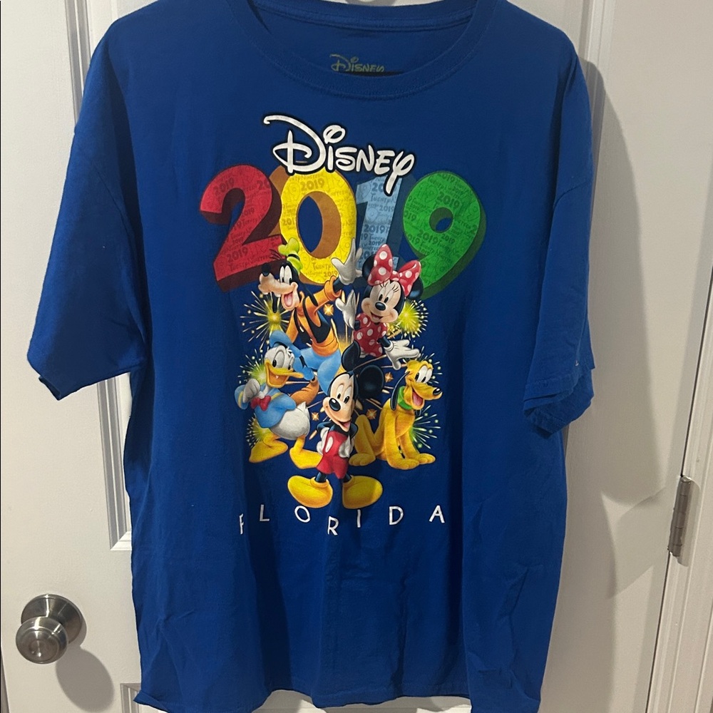 Disney Blue Tee with Colorful 2019 Graphic